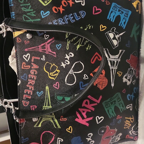 Karl Lagerfeld Black Multi Color Tote - Picture 16 of 16